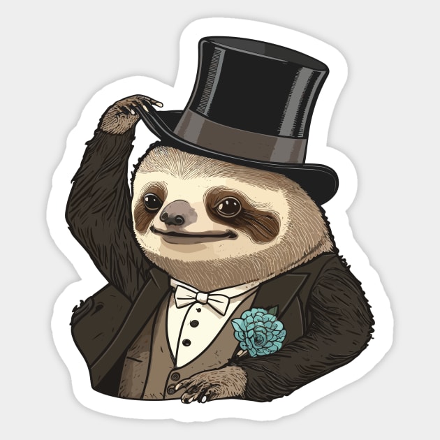 Sloth Funny Top Hat Sticker by K3rst